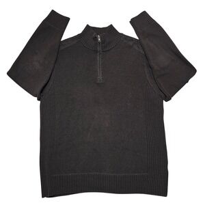 Blue Pronto Uomo Mens Sweater XL Dark‎ Brown 1/4 Zip Cotton Ribbed Knit Casual